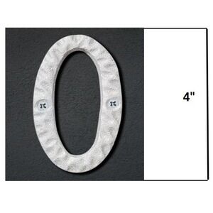 Cast Iron House Number 0 Silver Hammered Metal 4 Inch Address Sign Rustic Decor